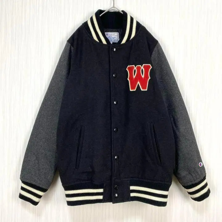 [Popular Item] Champion Stadium Jacket Embroidered Patch Ribline Switching Design