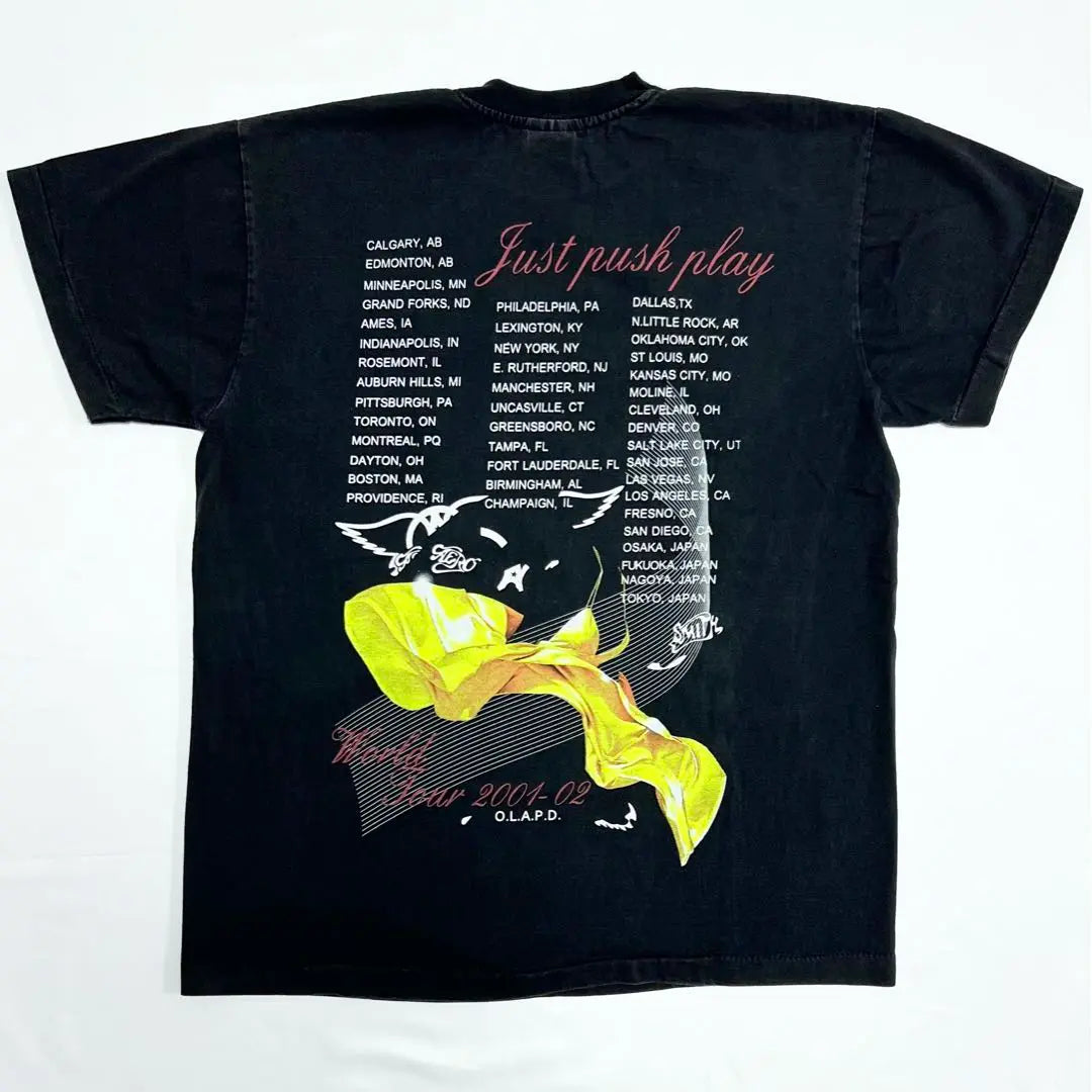 Camiseta de la banda Aerosmith de Sorayama Hajime negra talla L fabricada en EE. UU.