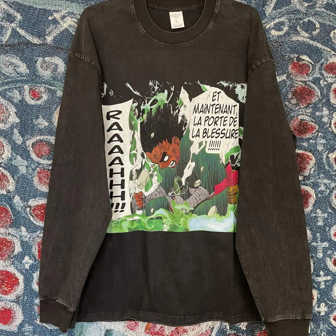 NARUTO ROCK LEE Ron T cut -and -sew Long sleeve vintage processing New | NARUTO ROCK LEE ロンT カットソー 長袖 ビンテージ加工 新品