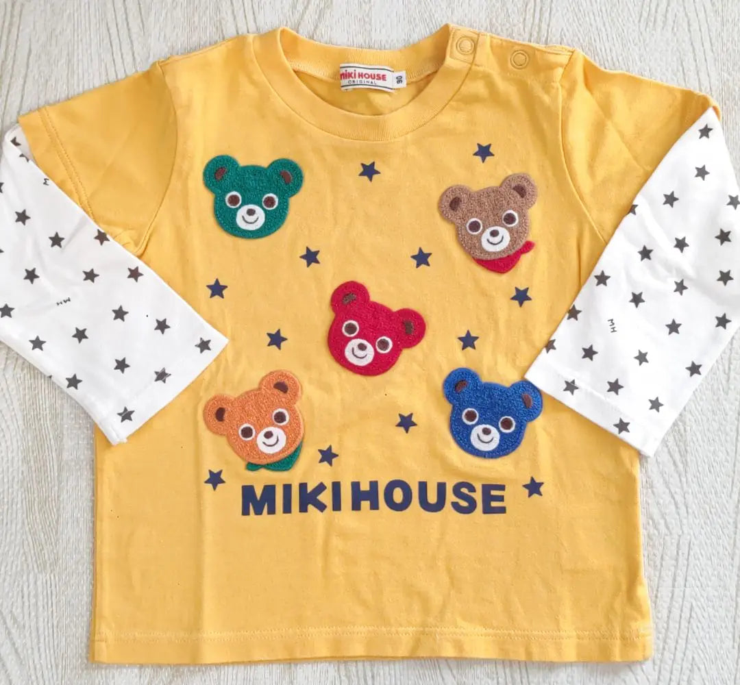 ⭐️Extremely beautiful item⭐️MIKI HOUSE Long sleeve T-shirt Layered style Pucchi Made in Japan Yellow