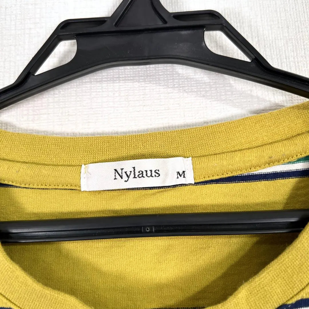 [NYLAUS] Nyraus Yellow Stripe Tops Men's M size | 【Nylaus】ナイラス イエロー系 ストライプ トップス メンズ Mサイズ