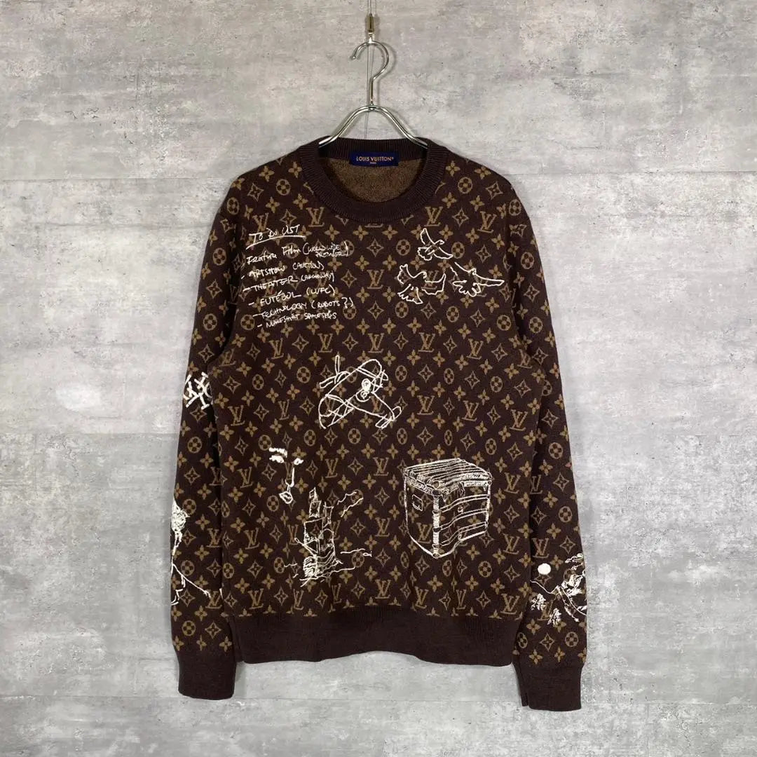 "LOUIS VUITTON" Louis Vuitton (XL) Wool Crew Neck Knit