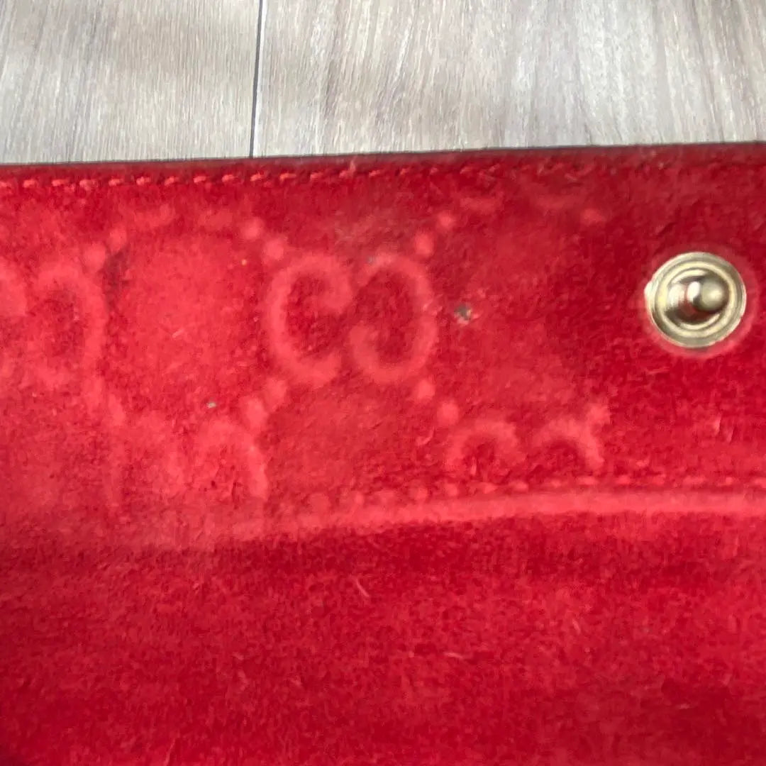 ◆Good condition◎ GUCCI GG Lovely Heart Red Enamel Long Wallet