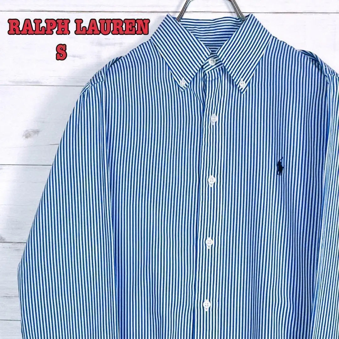 《Standard Stripe》Ralph Lauren☆BD camisa de manga larga☆S☆Pony puñalada☆Azul☆Azul-blanco | 《定番ストライプ》ラルフローレン☆BD長袖シャツ☆S☆ポニー刺☆ブルー系☆青白