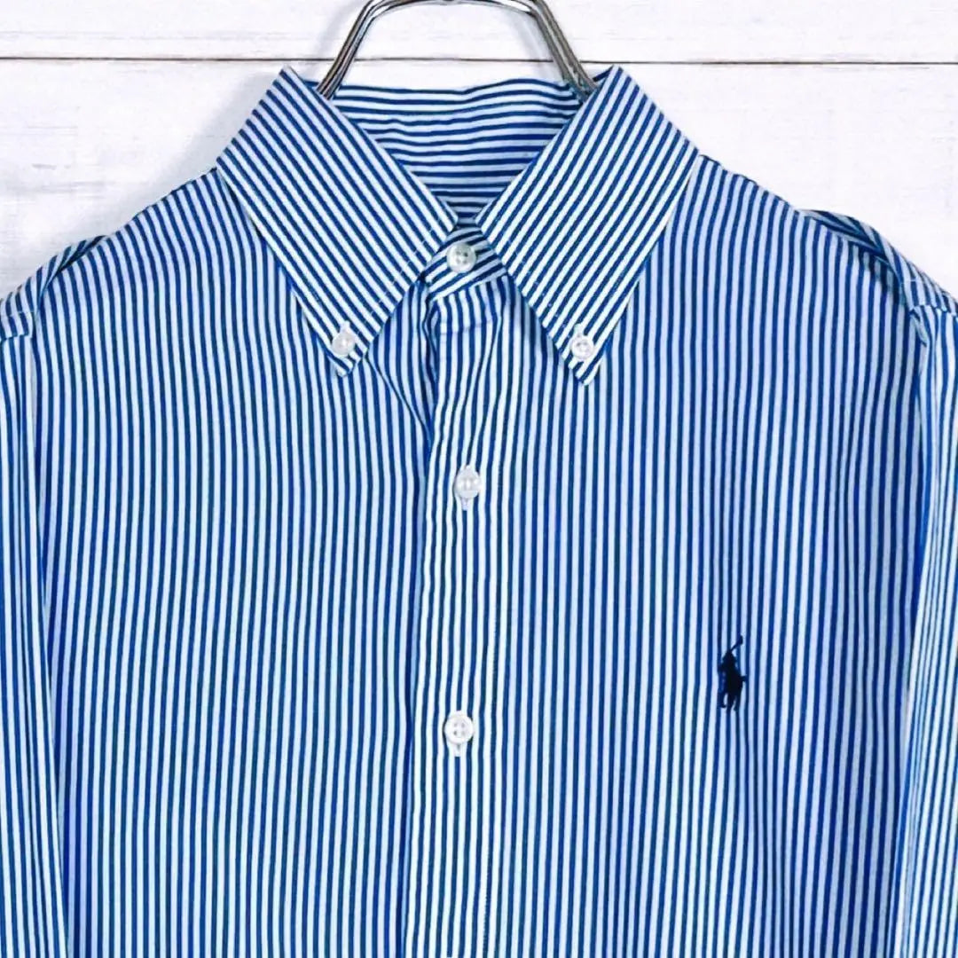 《Standard Stripe》Ralph Lauren☆BD long-sleeved shirt☆S☆Pony stab☆Blue☆Blue-white | 《定番ストライプ》ラルフローレン☆BD長袖シャツ☆S☆ポニー刺☆ブルー系☆青白