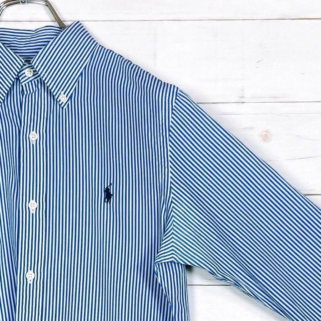 《Standard Stripe》Ralph Lauren☆BD camisa de manga larga☆S☆Pony puñalada☆Azul☆Azul-blanco | 《定番ストライプ》ラルフローレン☆BD長袖シャツ☆S☆ポニー刺☆ブルー系☆青白