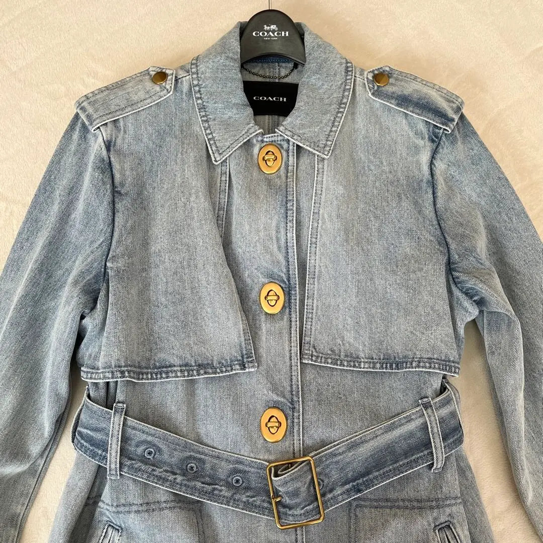 [Good condition and rare] Coach Denim Trench Coat Belt Gold Button Turn Lock 4 | 【美品・希少】コーチ デニムトレンチコート ベルト 金ボタン ターンロック 4