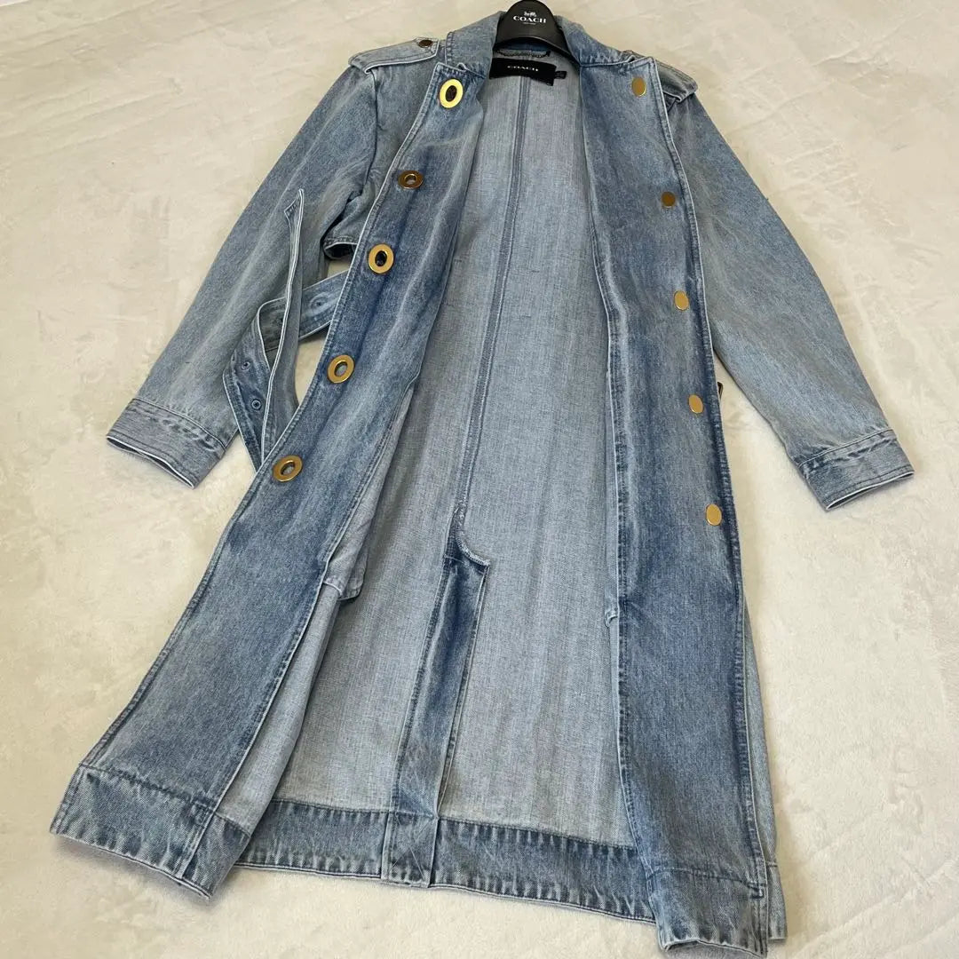 [Good condition and rare] Coach Denim Trench Coat Belt Gold Button Turn Lock 4 | 【美品・希少】コーチ デニムトレンチコート ベルト 金ボタン ターンロック 4