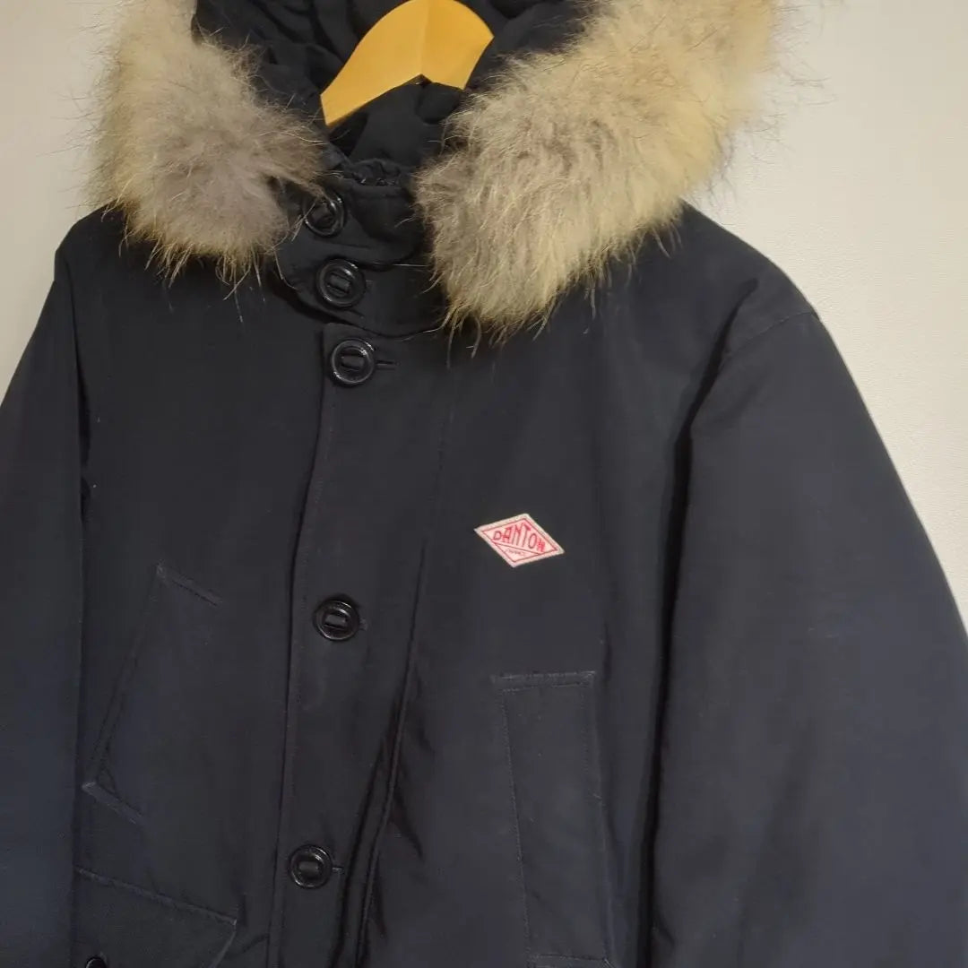 DANTON Down Coat Raccoon Feather Hood Black M