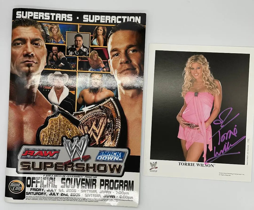 Folleto del Super Show de Pro Wrestling WWE 2005 firmado | プロレス WWE 2005 スーパーショー パンフレット サイン入り