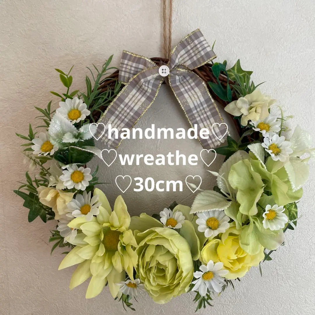 ♡New ♡ Spring green wreath 30cm handmade wreath Artificial flowers Free shipping