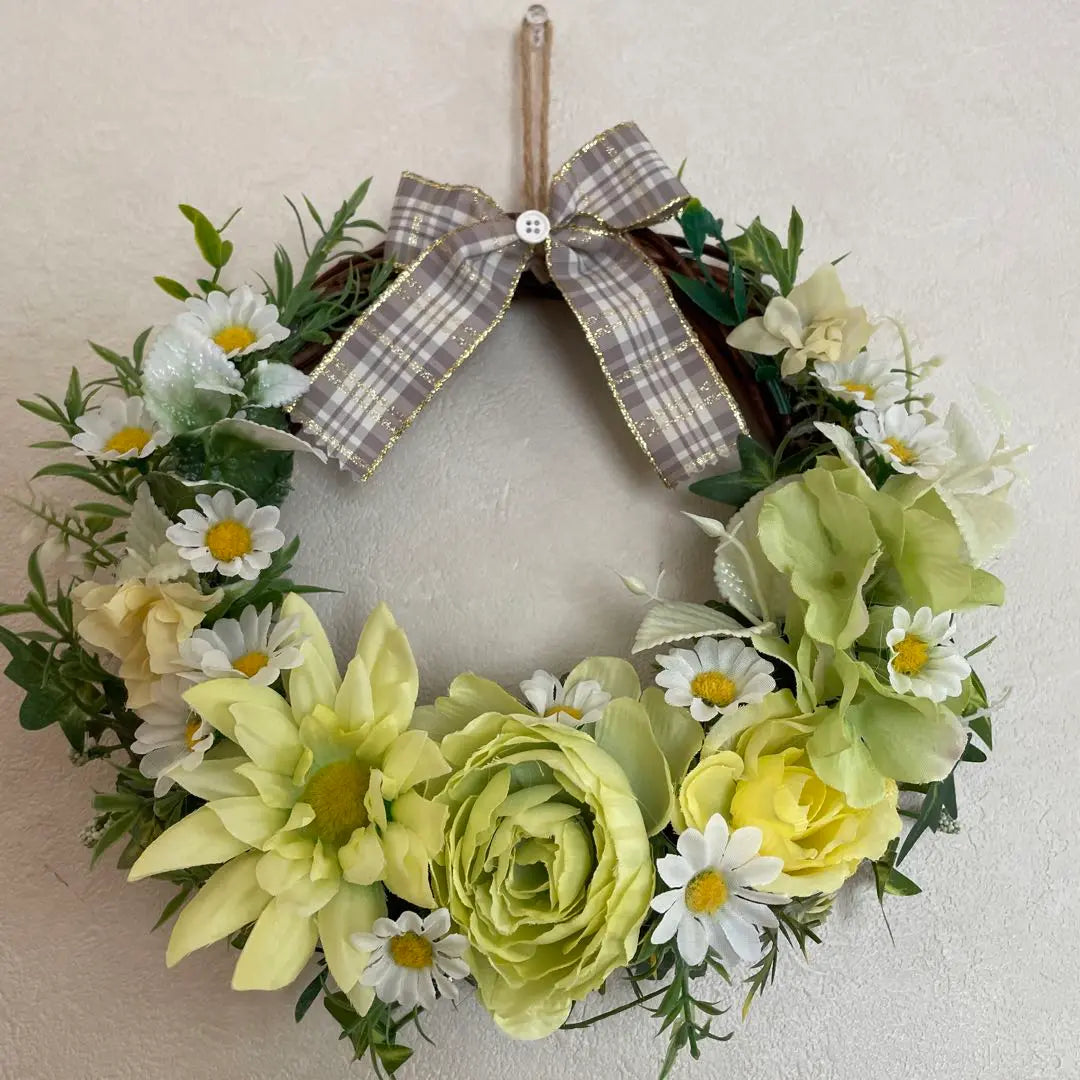 ♡New ♡ Spring green wreath 30cm handmade wreath Artificial flowers Free shipping