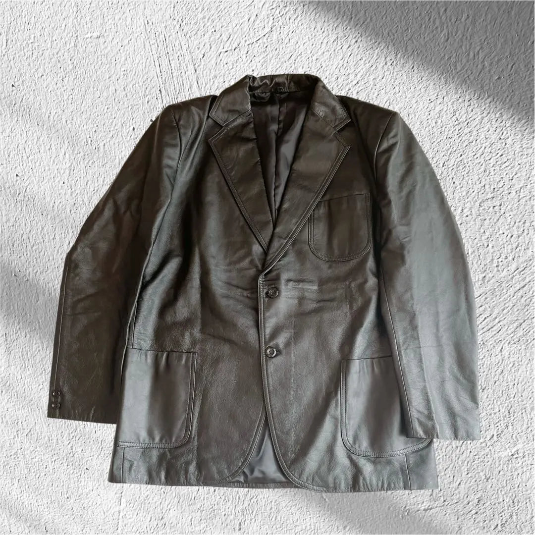 Hermoso estado/Vintage/Chaqueta de piel de vaca/Negra/Prendas de abrigo/Llave larga para hombre