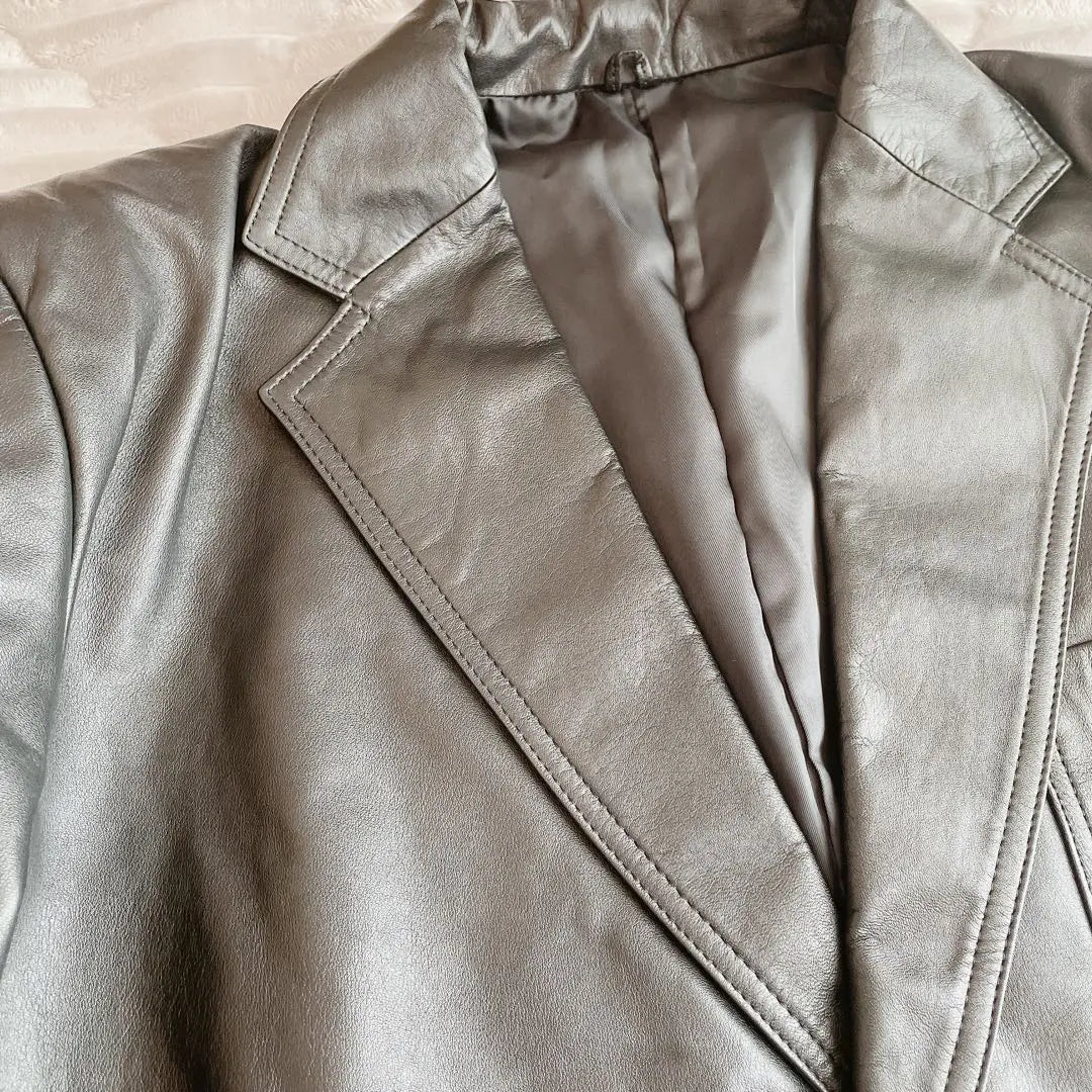 Hermoso estado/Vintage/Chaqueta de piel de vaca/Negra/Prendas de abrigo/Llave larga para hombre