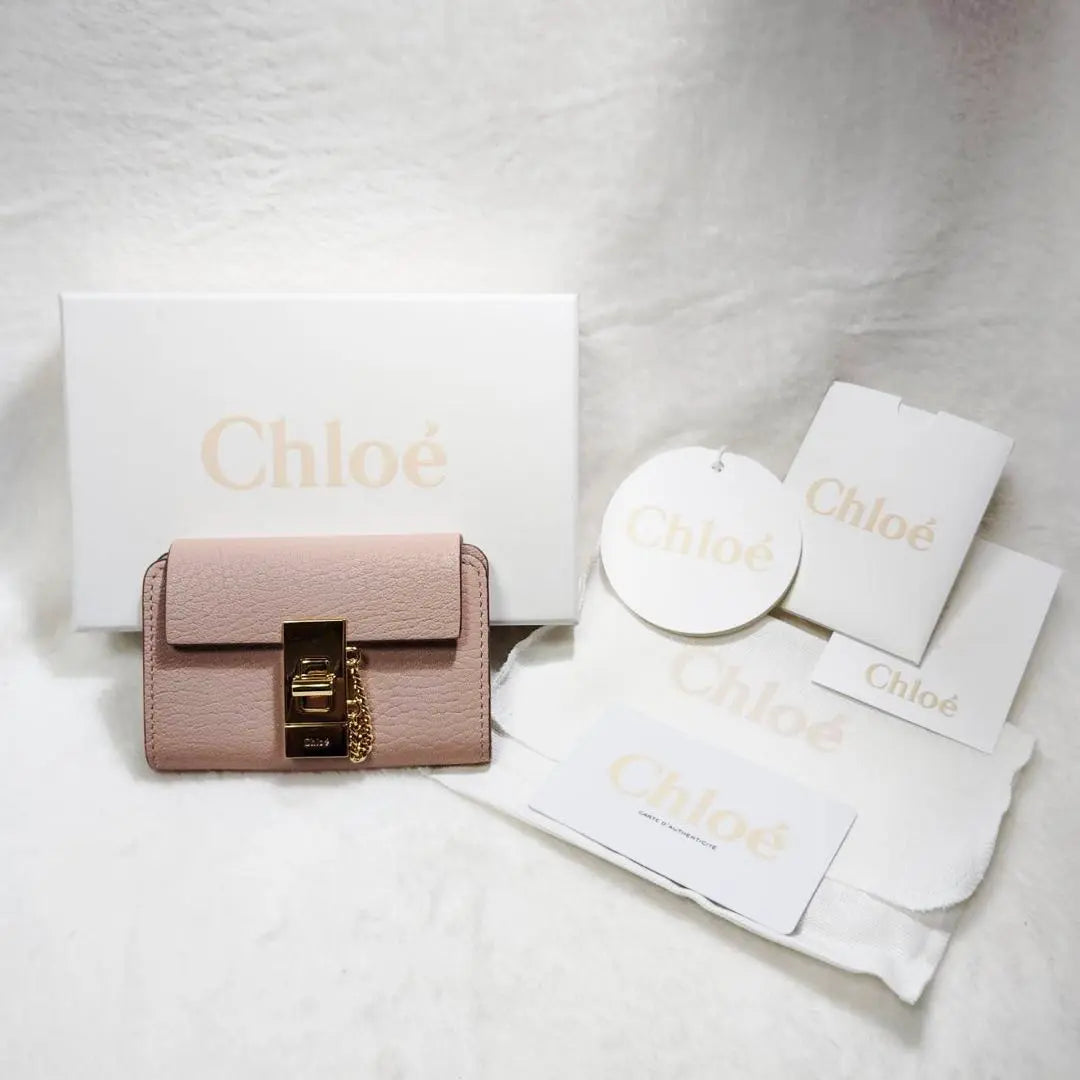 Chloé Pink leather key case gold 6 rows