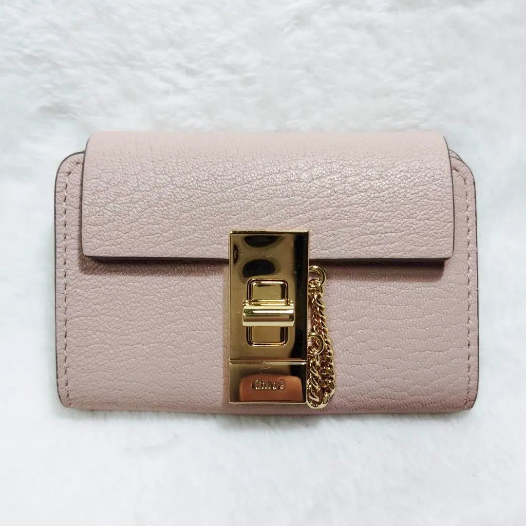 Chloé Pink leather key case gold 6 rows