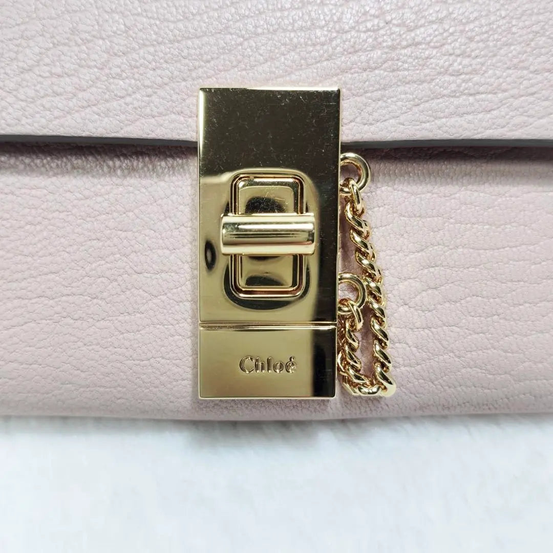 Chloé Pink leather key case gold 6 rows