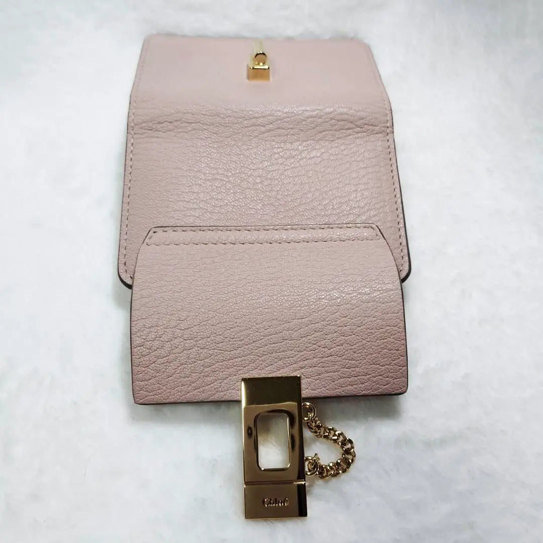 Chloé Pink leather key case gold 6 rows