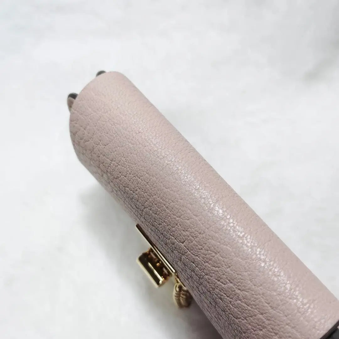 Chloé Pink leather key case gold 6 rows