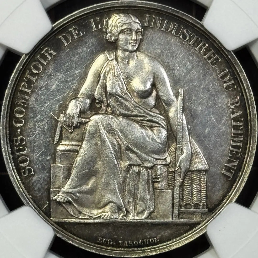 Medalla de plata francesa de 1848, extremadamente hermosa, rara, preciosa