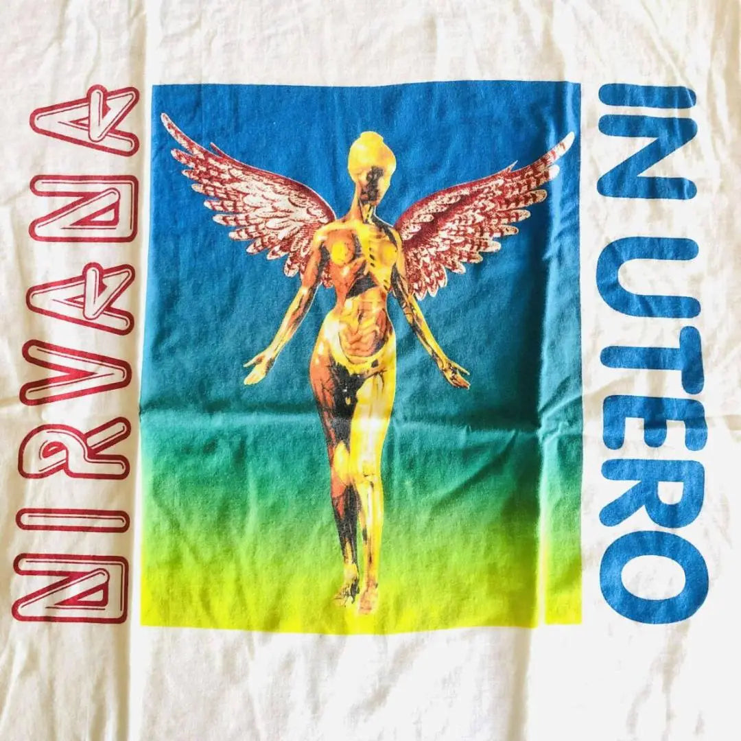 ◎Nirvana, NIRVANA, Yunque, Costura simple, M, Blanco, Camiseta