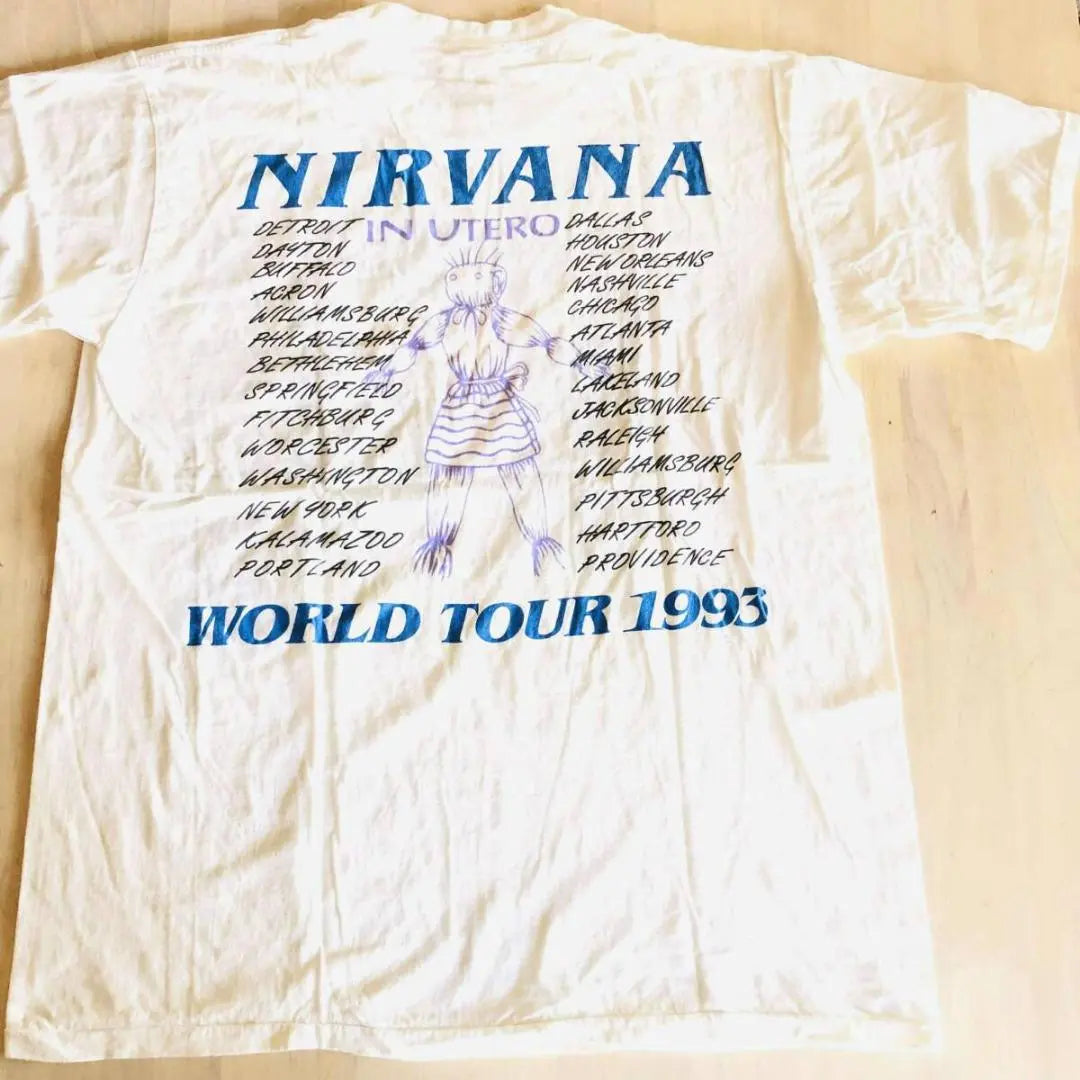 ◎Nirvana, NIRVANA, Yunque, Costura simple, M, Blanco, Camiseta