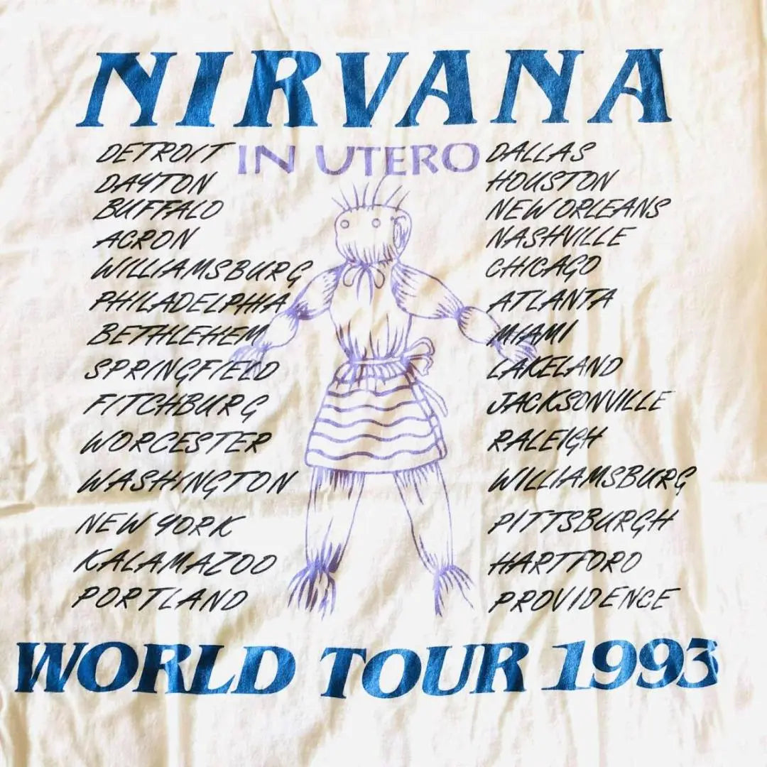 ◎Nirvana, NIRVANA, Yunque, Costura simple, M, Blanco, Camiseta