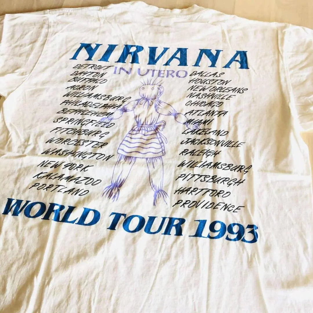 ◎Nirvana, NIRVANA, Yunque, Costura simple, M, Blanco, Camiseta