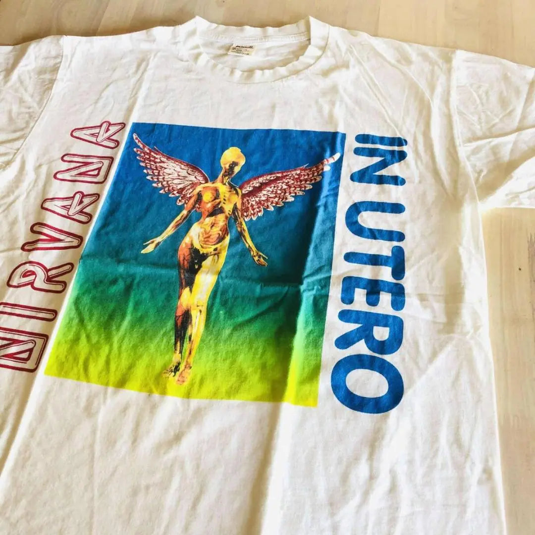 ◎Nirvana, NIRVANA, Yunque, Costura simple, M, Blanco, Camiseta