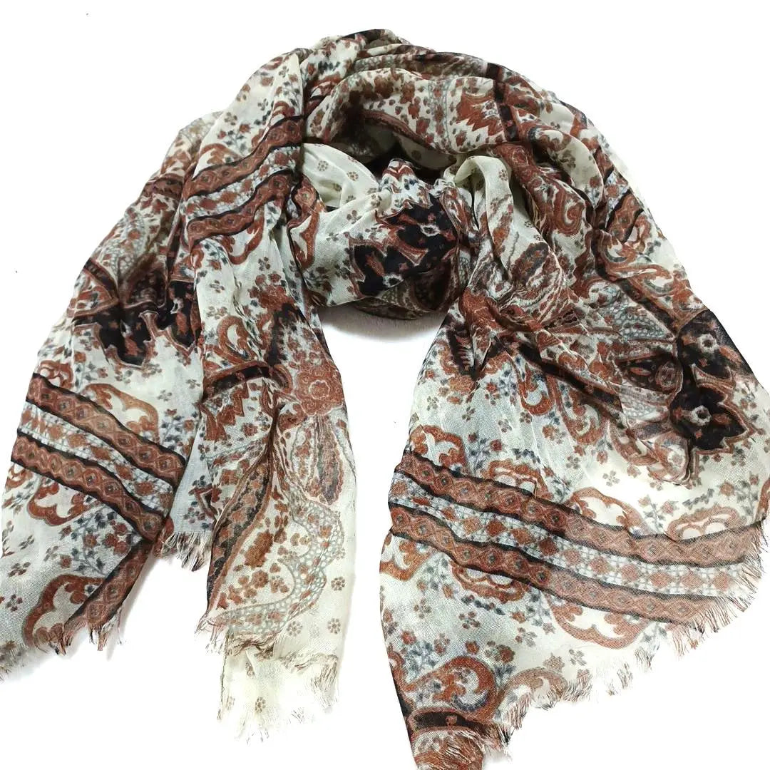 7. Large rectangular scarf stole all-over pattern thin stylish