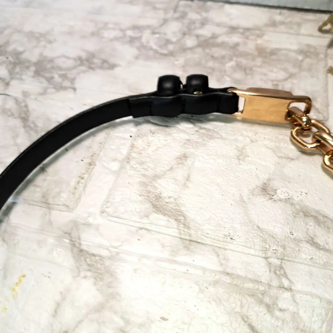 ✨ Beautiful condition✨ Wonderful✨ ZARA Chain Belt Black Leather Thin Belt 1cm