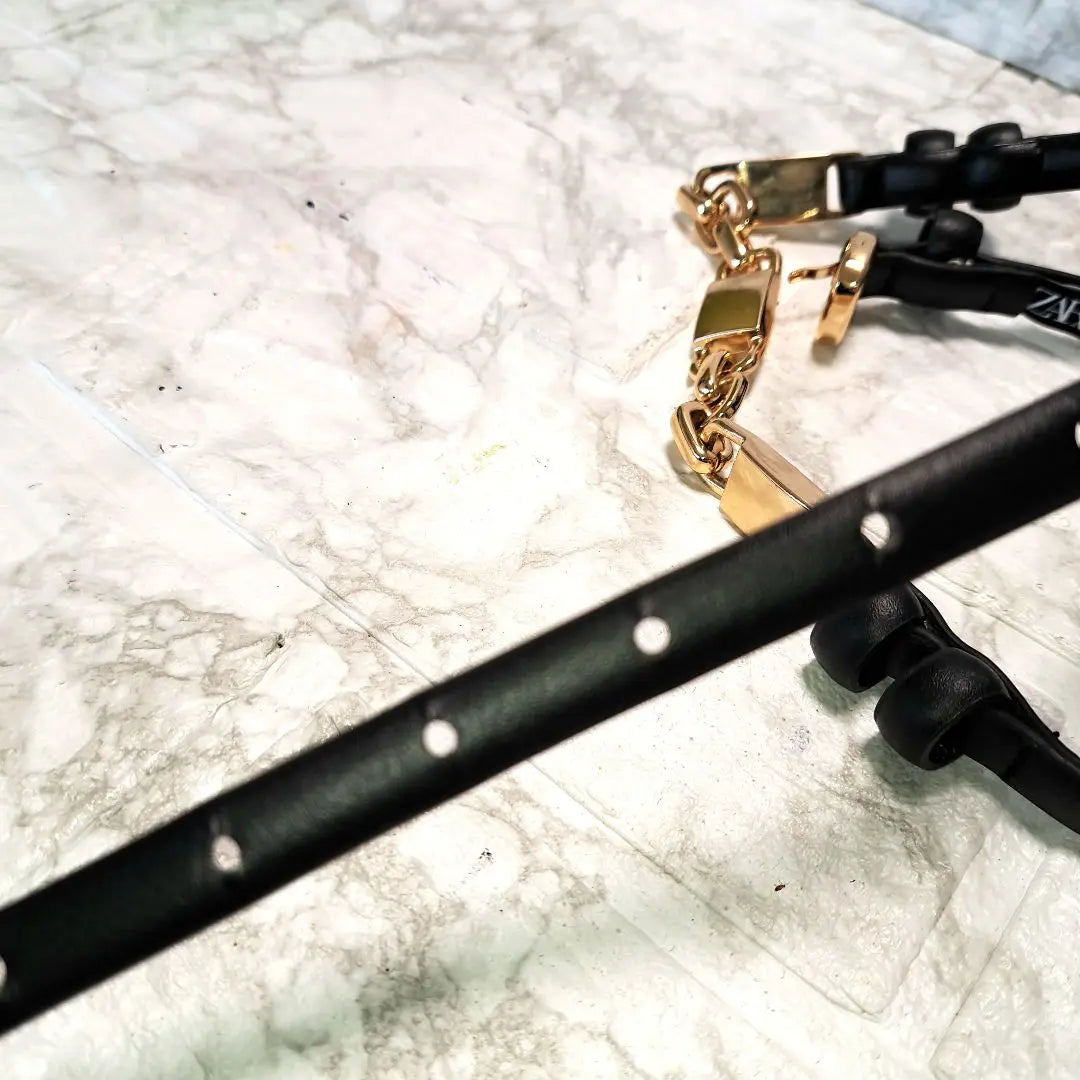 ✨ Beautiful condition✨ Wonderful✨ ZARA Chain Belt Black Leather Thin Belt 1cm