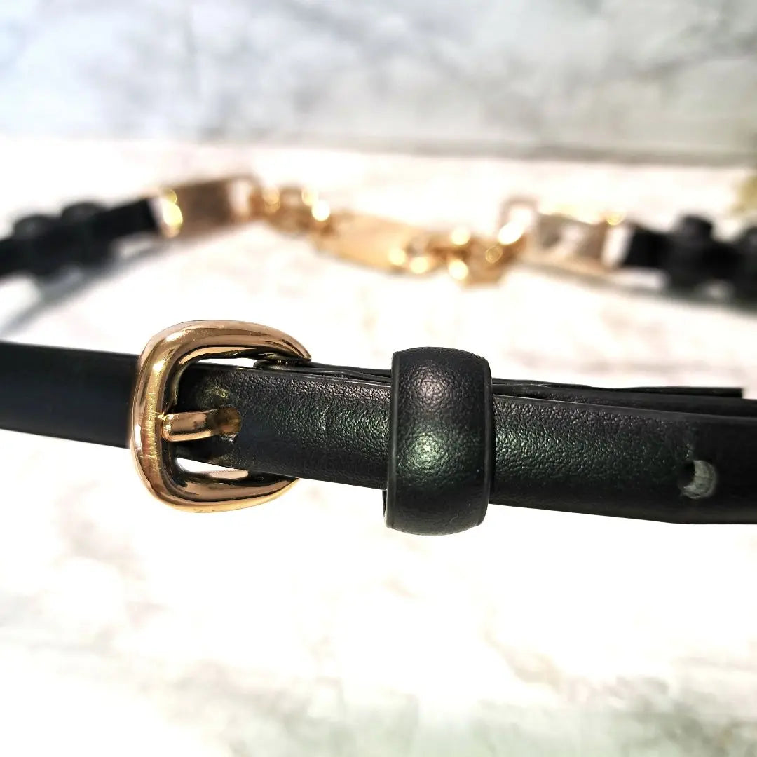 ✨ Beautiful condition✨ Wonderful✨ ZARA Chain Belt Black Leather Thin Belt 1cm