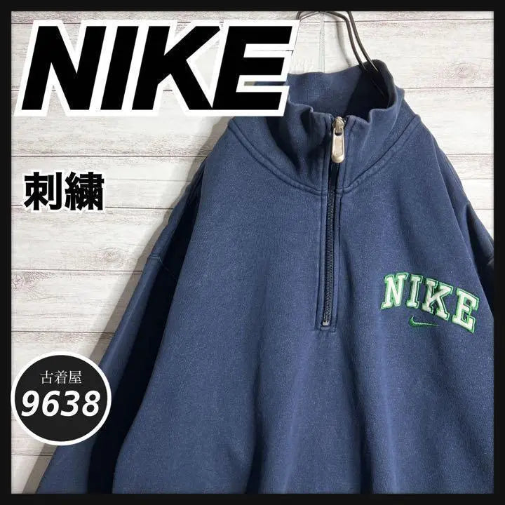 [Hard to get!!] Nike ✈︎Embroidered half zip loose dowel white tag fleece thick