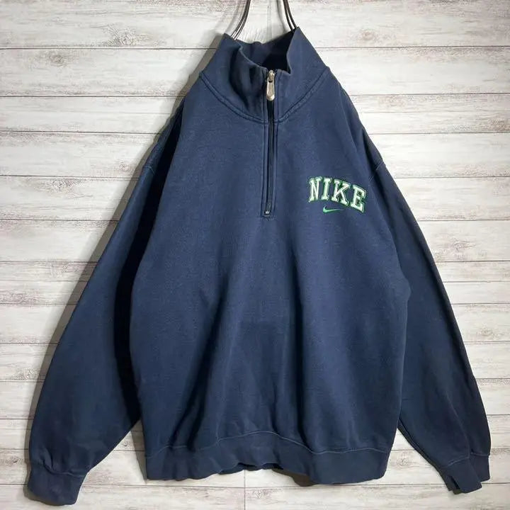 [Hard to get!!] Nike ✈︎Embroidered half zip loose dowel white tag fleece thick