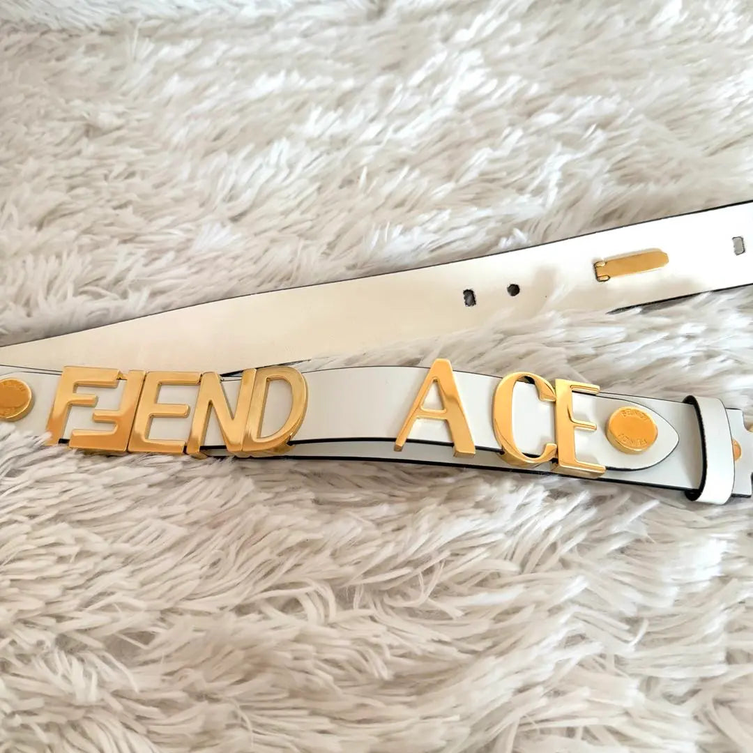 Unused ✨Fendi x Versace Collaboration Fender Che Belt Gold Cowhide