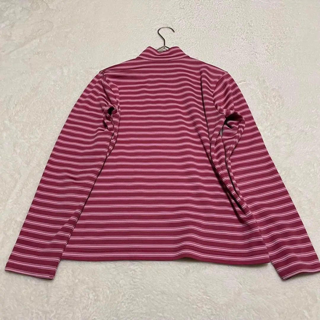 Adidas Women's Half Zip Stripe Thin High Neck Cut and Sew Pink