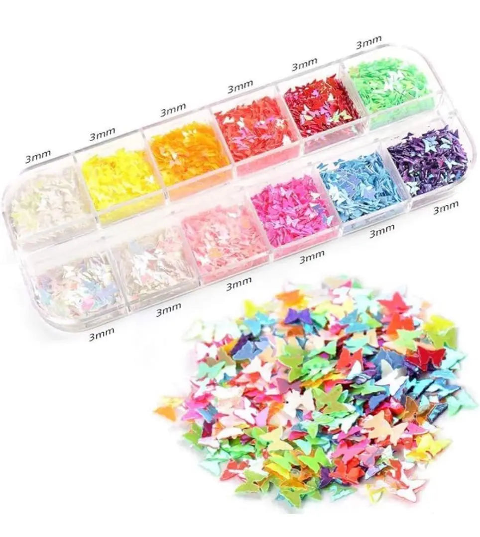 ⭐️Nail parts Butterfly 24 color ultra -thin nail art kit with one piece