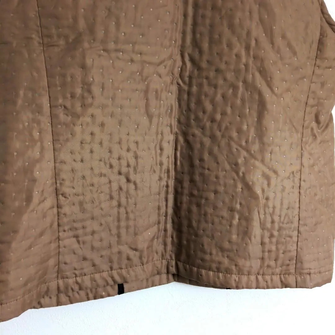 VIRTUE Quilted Vest Brown Size Free Houndstooth Lined