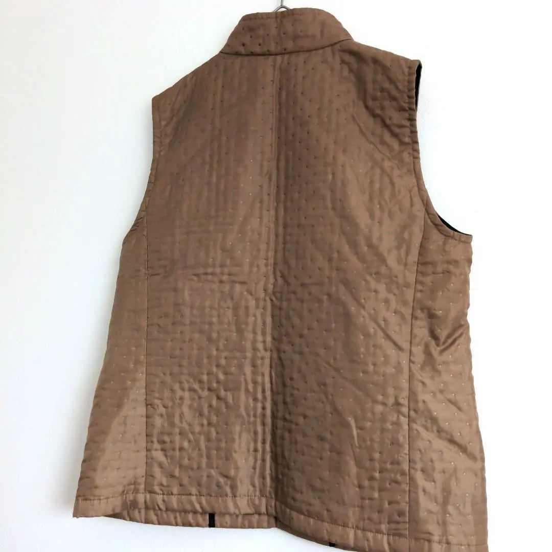 VIRTUE Quilted Vest Brown Size Free Houndstooth Lined