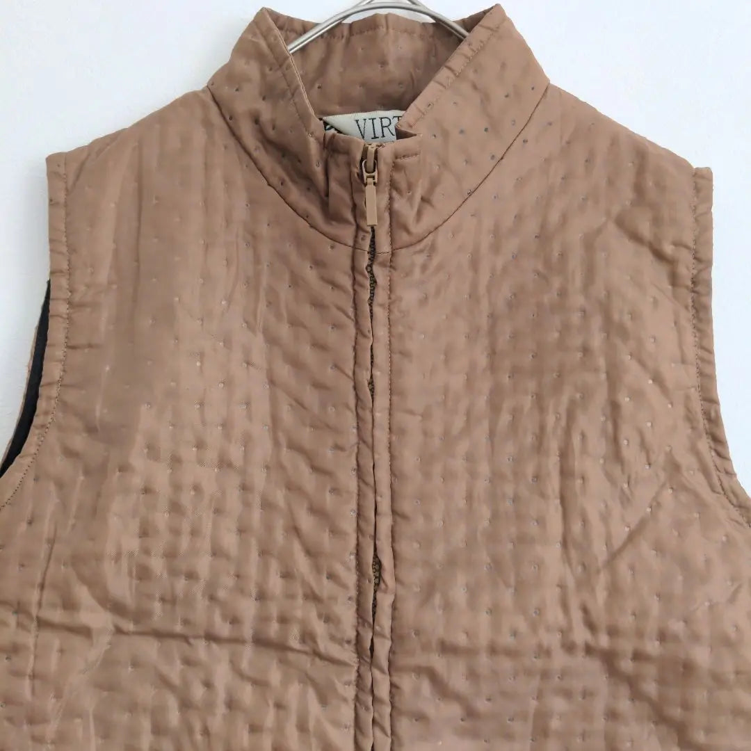 VIRTUE Quilted Vest Brown Size Free Houndstooth Lined