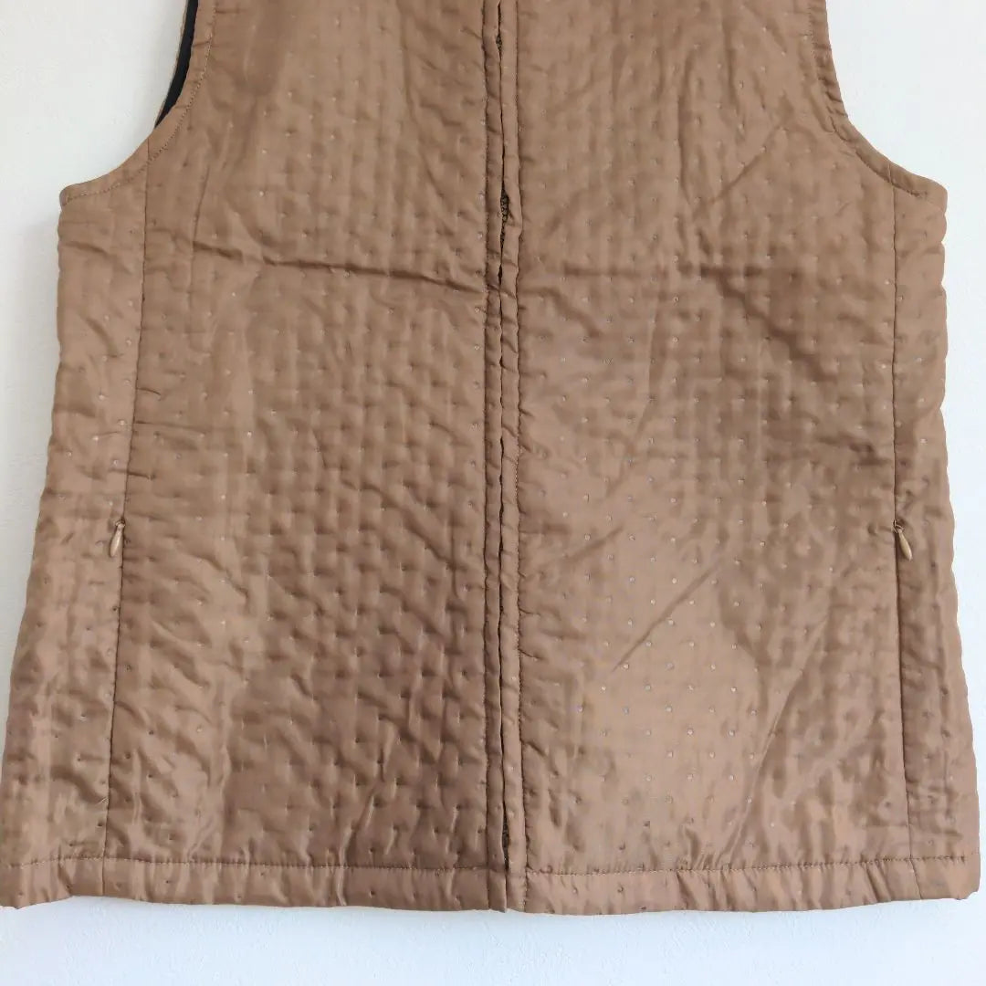 VIRTUE Quilted Vest Brown Size Free Houndstooth Lined