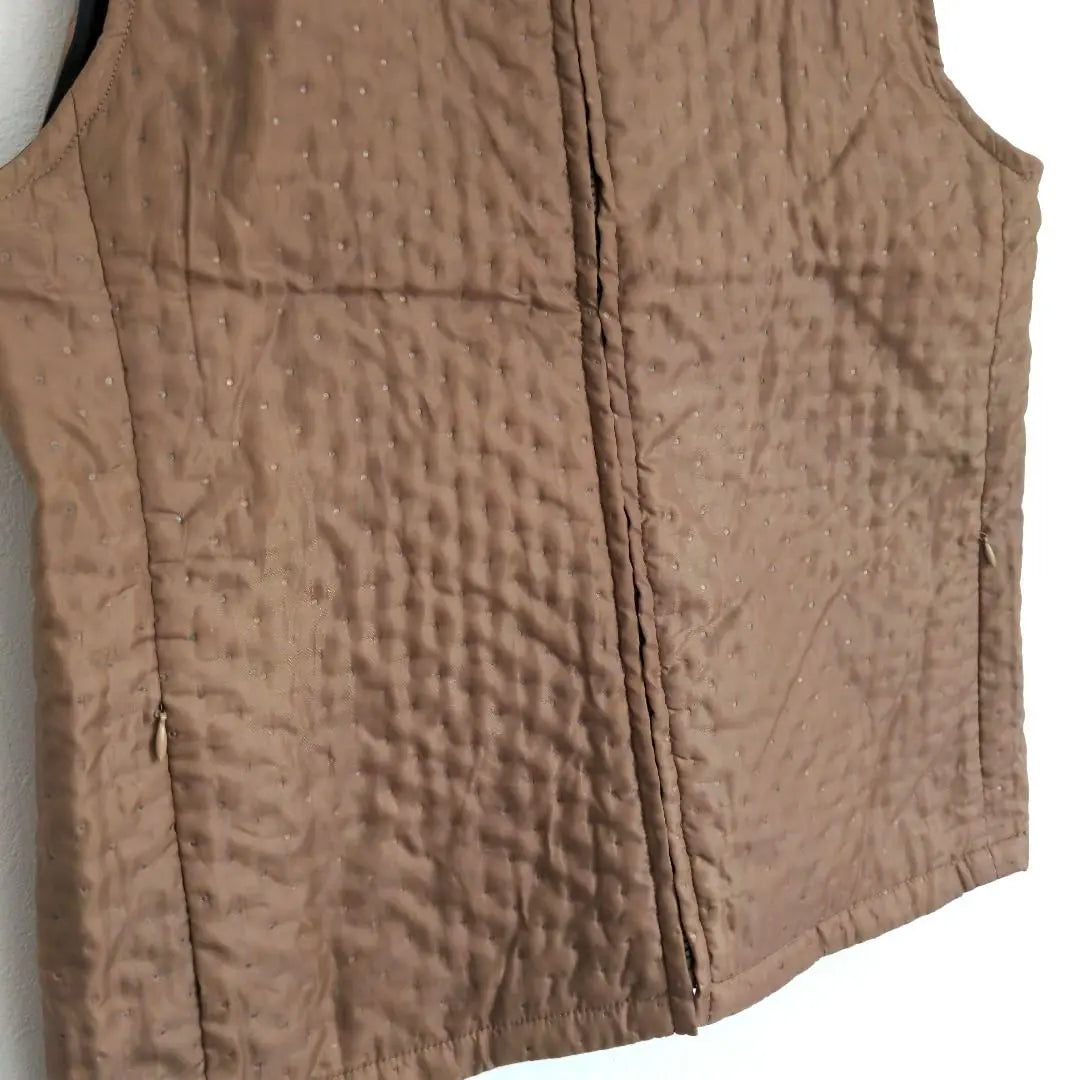 VIRTUE Quilted Vest Brown Size Free Houndstooth Lined