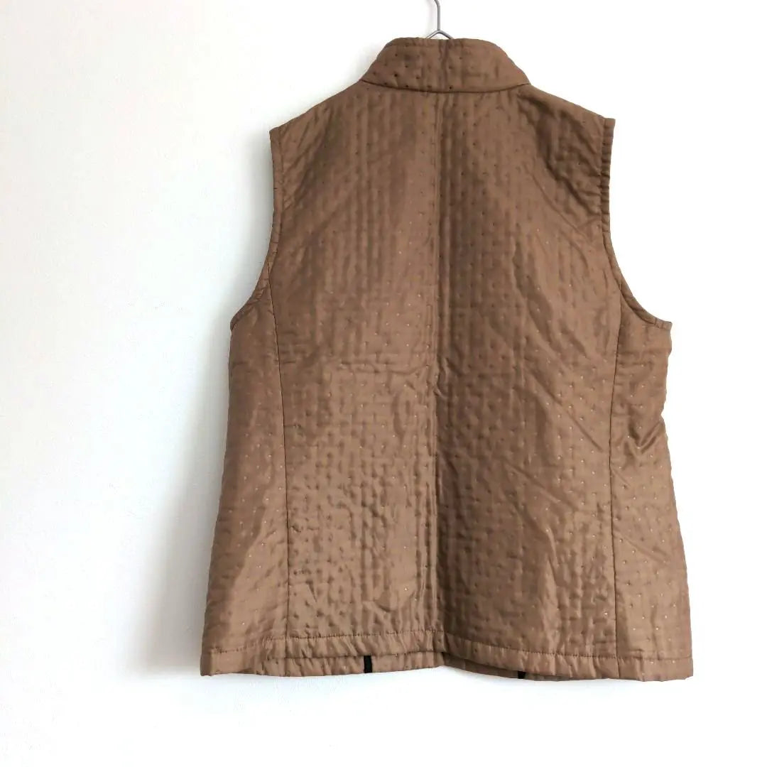 VIRTUE Quilted Vest Brown Size Free Houndstooth Lined