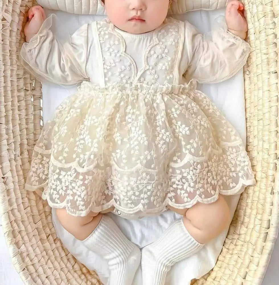 Nuevo vestido de bebé para niñas Ronpa Beige Tul Ceremonia 70 F