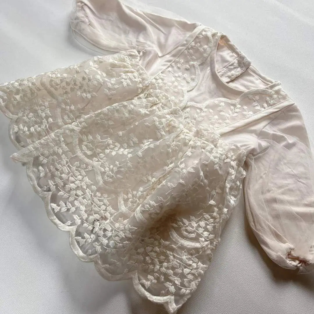 Nuevo vestido de bebé para niñas Ronpa Beige Tul Ceremonia 70 F