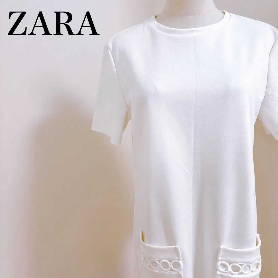 Zara Feminine Casual Ceremony Short Sleeve Knee Length Dress Straight Silhouette