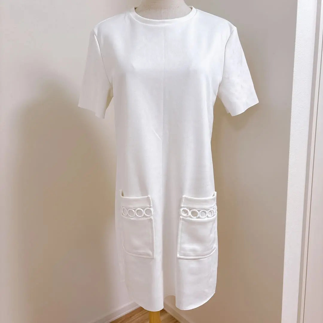 Zara Feminine Casual Ceremony Short Sleeve Knee Length Dress Straight Silhouette