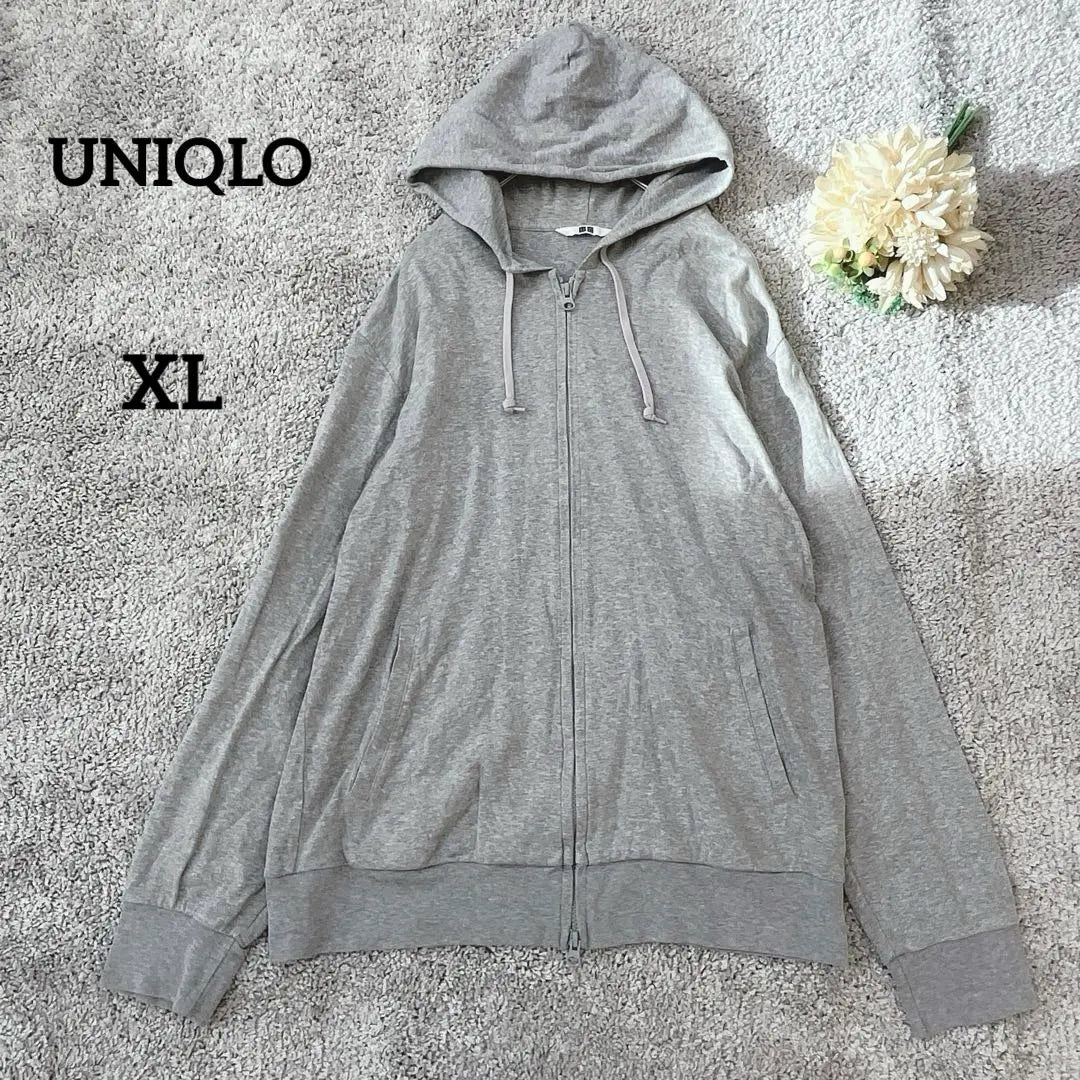 Uniqlo Zip-up Hoodie XL Stretch Thin Cotton Gray