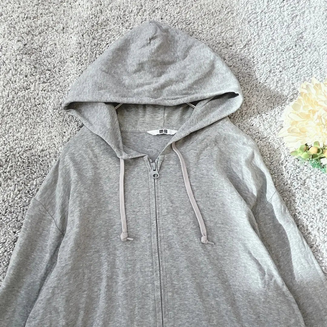 Uniqlo Zip-up Hoodie XL Stretch Thin Cotton Gray